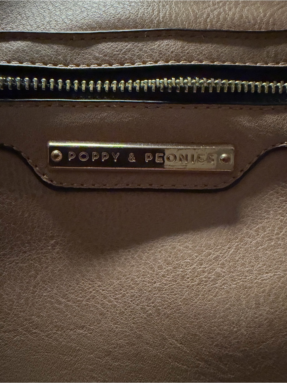 Poppy & Peonies Taupe Tote with Gold Hardware